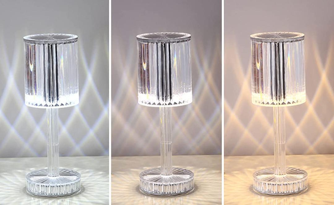 Crystal Table Lamp , Touch Control Atmosphere Nightstand Lamp With USB Charging Line