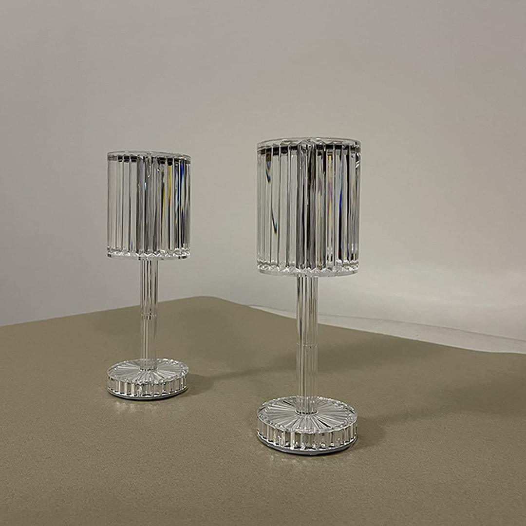 Crystal Table Lamp , Touch Control Atmosphere Nightstand Lamp With USB Charging Line