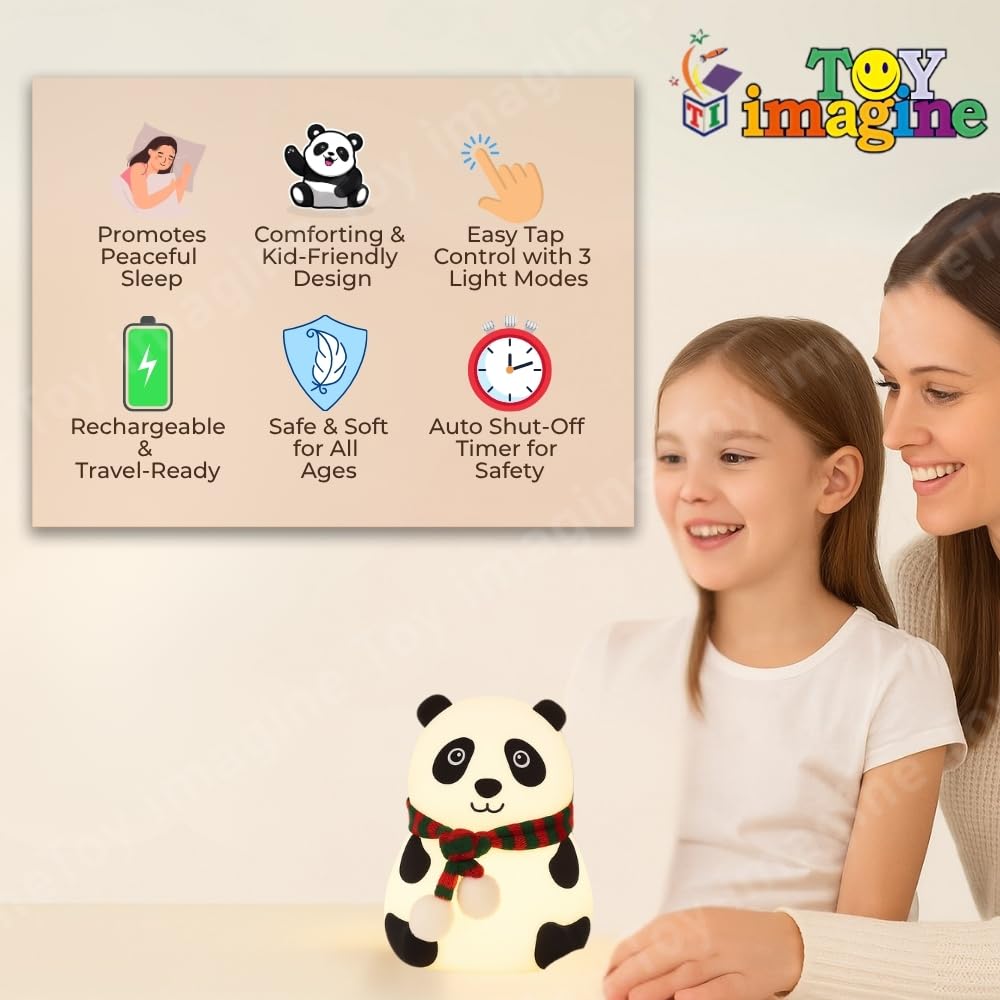 Cute Panda LED Night Lamp with Touch Control for Kids Bedroom & Gifting