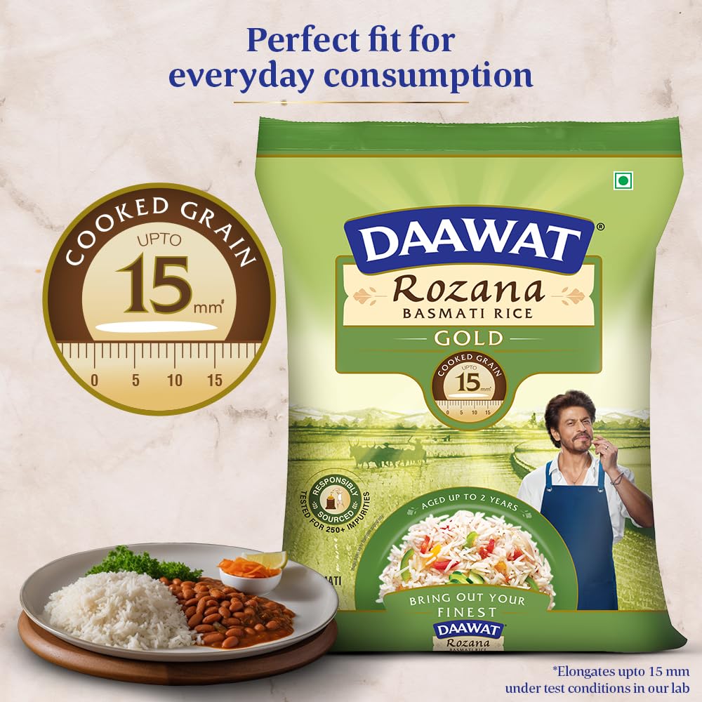 Daawat Rozana Gold Basmati Rice Tibar (Medium Grain) 5kg