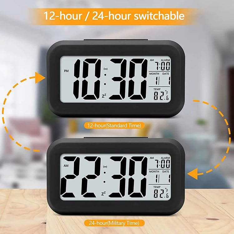 Digital LCD Alarm Clock with Backlight (1 Pc)