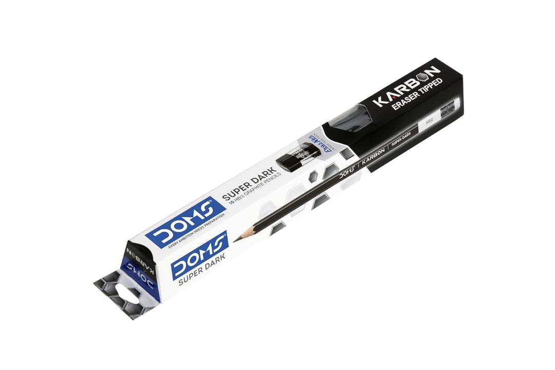 Doms Black Dooms Karbon R/T Super Dark Pencil Pack Of 10 With Erasner (Sharpner+Eraser)