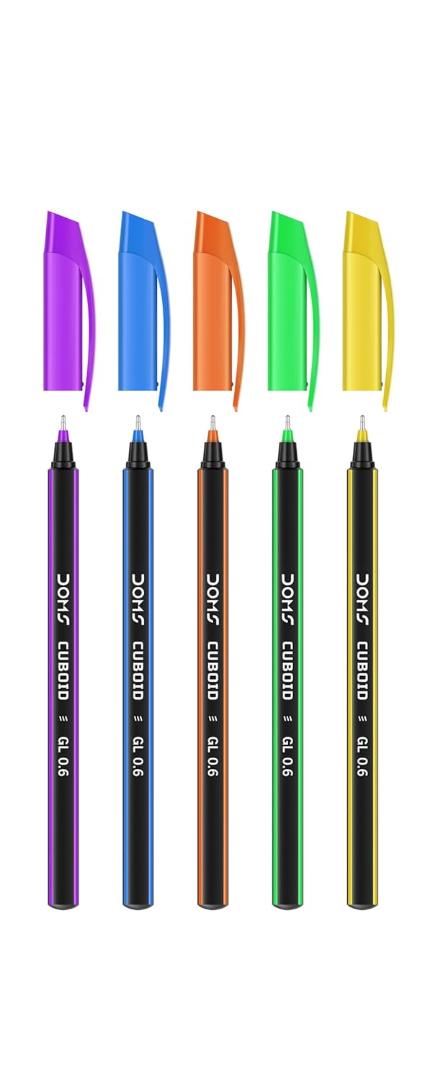 Doms Cuboid 0.6 mm Ball Pen Jar Pack | Square Shaped For Strong & Better Grip | Lightweight & Colorful Body Design | Soft Tip For Flawless & Smooth Writing | Blue Ink, Pack Of 50 Pens