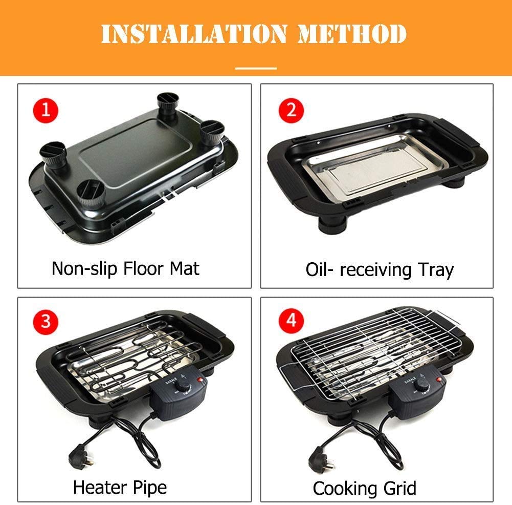 Electric Barbecue Grill - Compact Indoor/Outdoor BBQ Grill with Temperature Control