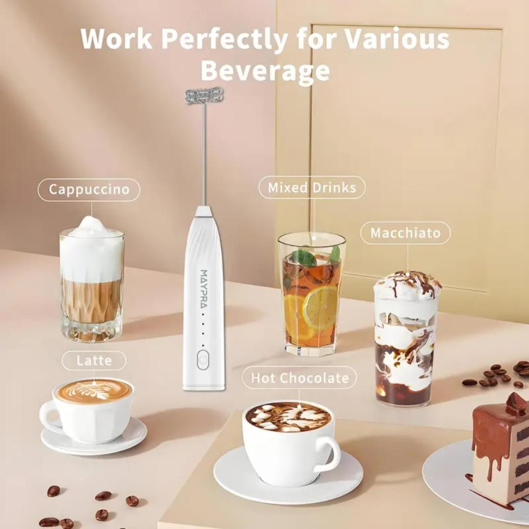Electric Handheld Milk Wand Mixer Frother Latte Coffee Hot (Battery Not Included)