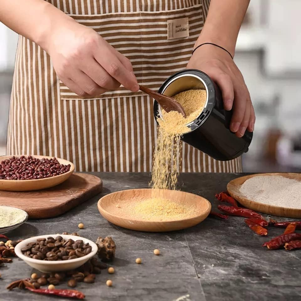 Electric Spice Grinder with Stainless Steel Blades - Portable Coffee Bean and Spice Mill