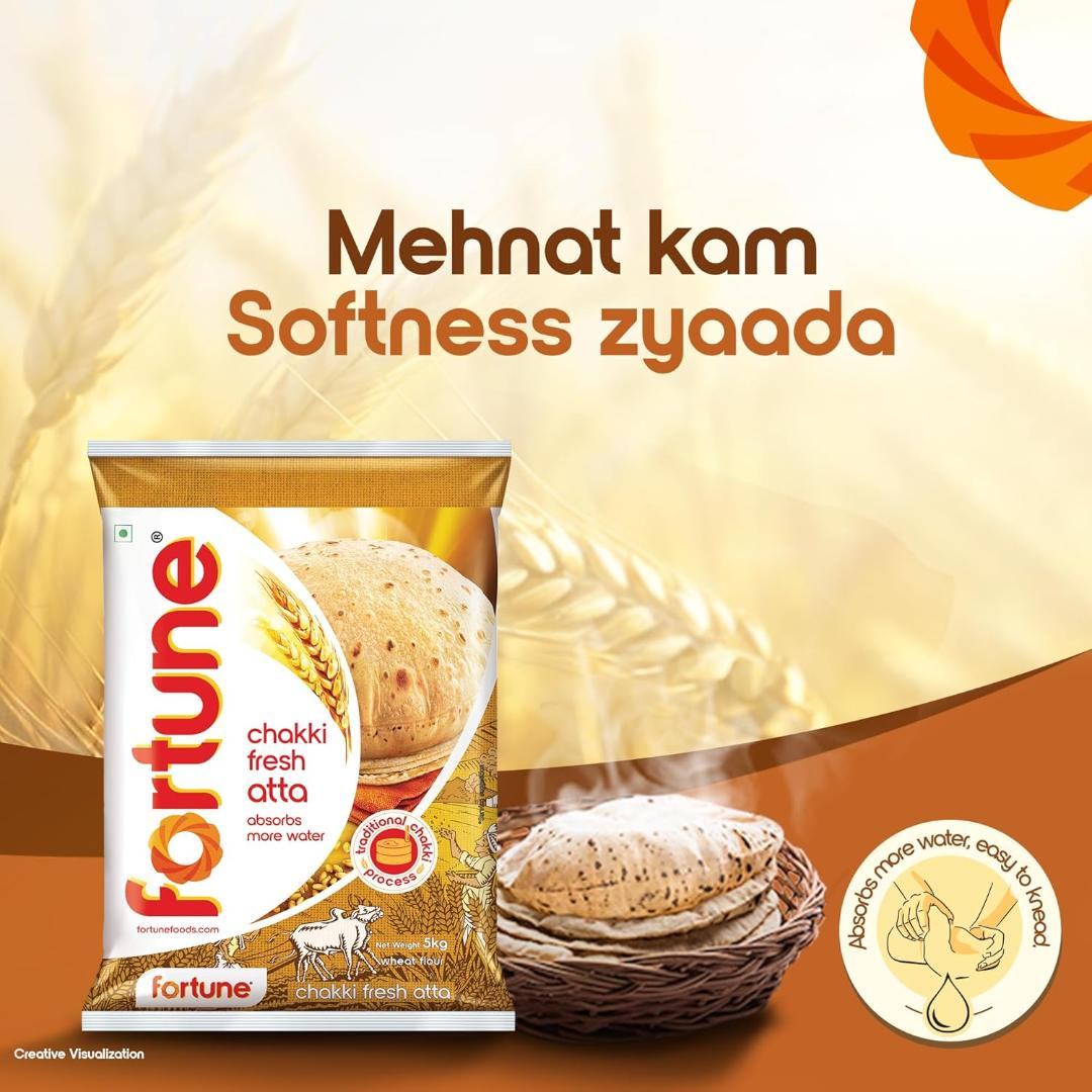Fortune Fresh (100% Atta, 0% Maida) Chakki Atta, 5 kg