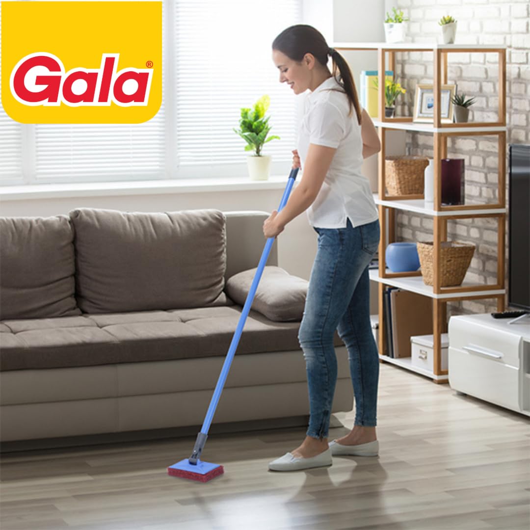 Gala Long Handle Floor & Tile Scrubber (Plastic, Multicolour)