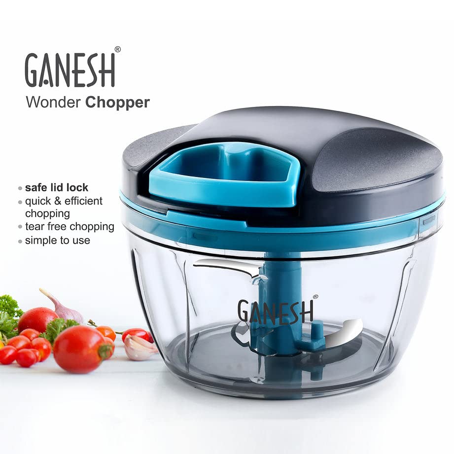 Ganesh Wonder Chopper 470ml - Grey, Tear-Free & Efficient