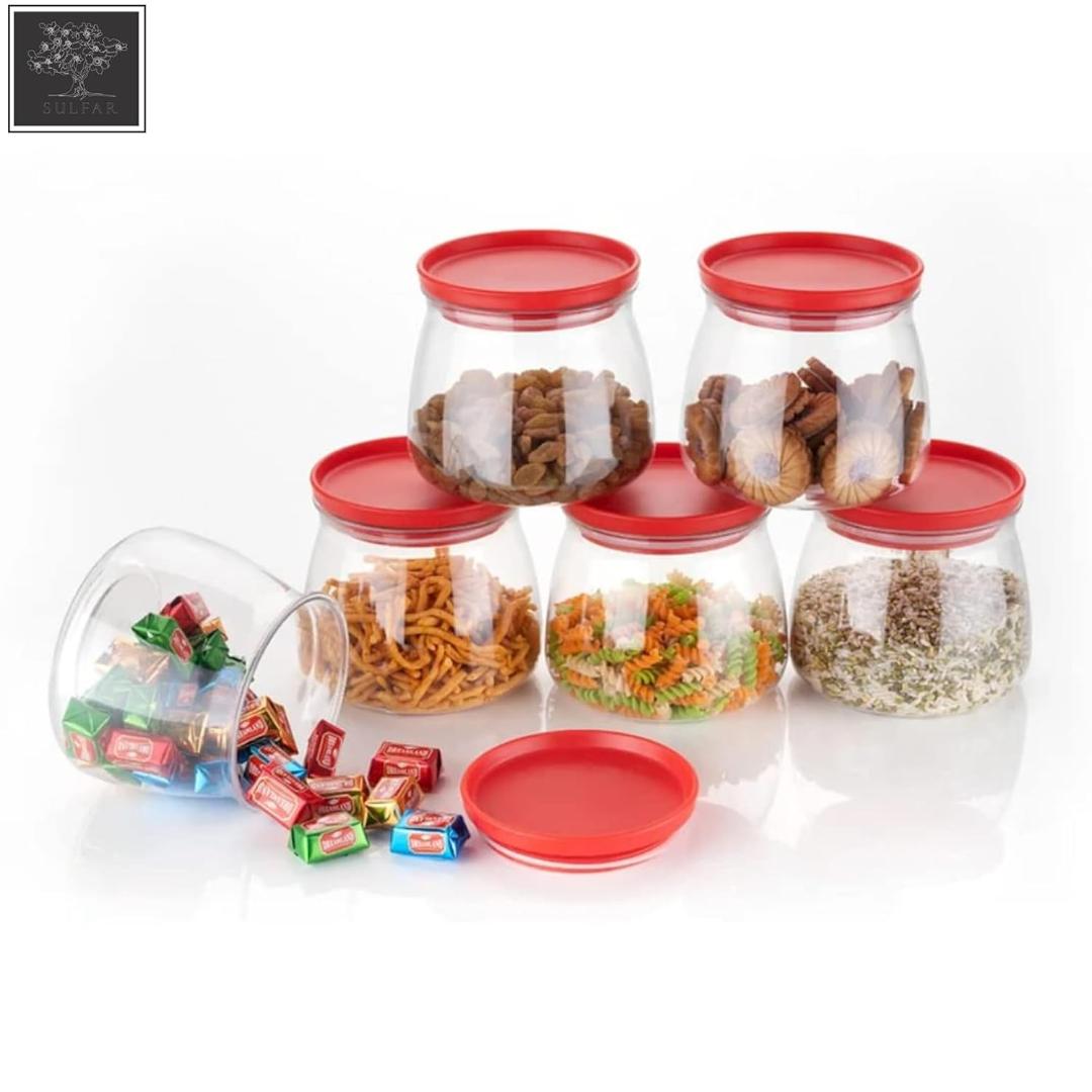 Glass Storage Jar Set with Airtight Lids - 6 Pieces