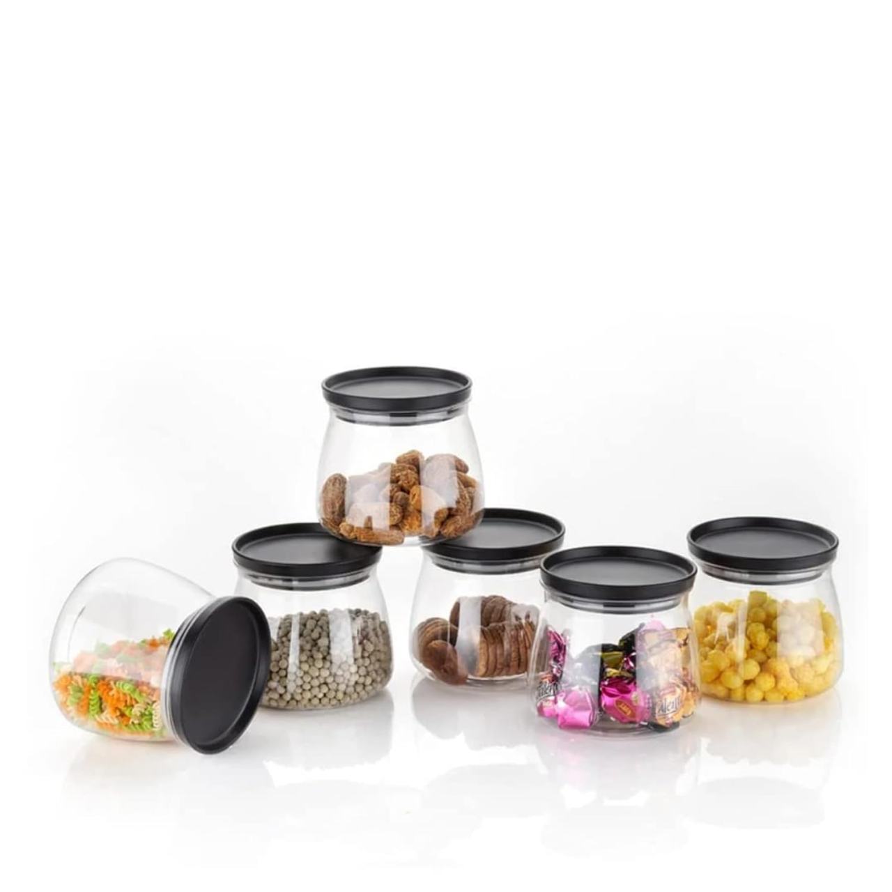 Glass Storage Jar Set with Airtight Lids - 6 Pieces