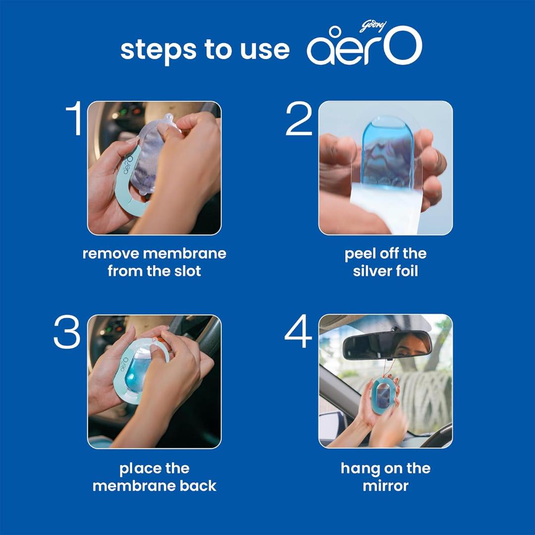 Godrej Aer O - Hanging Car Freshener (Rose Blossom, Cool Aqua, Musk After Smoke)