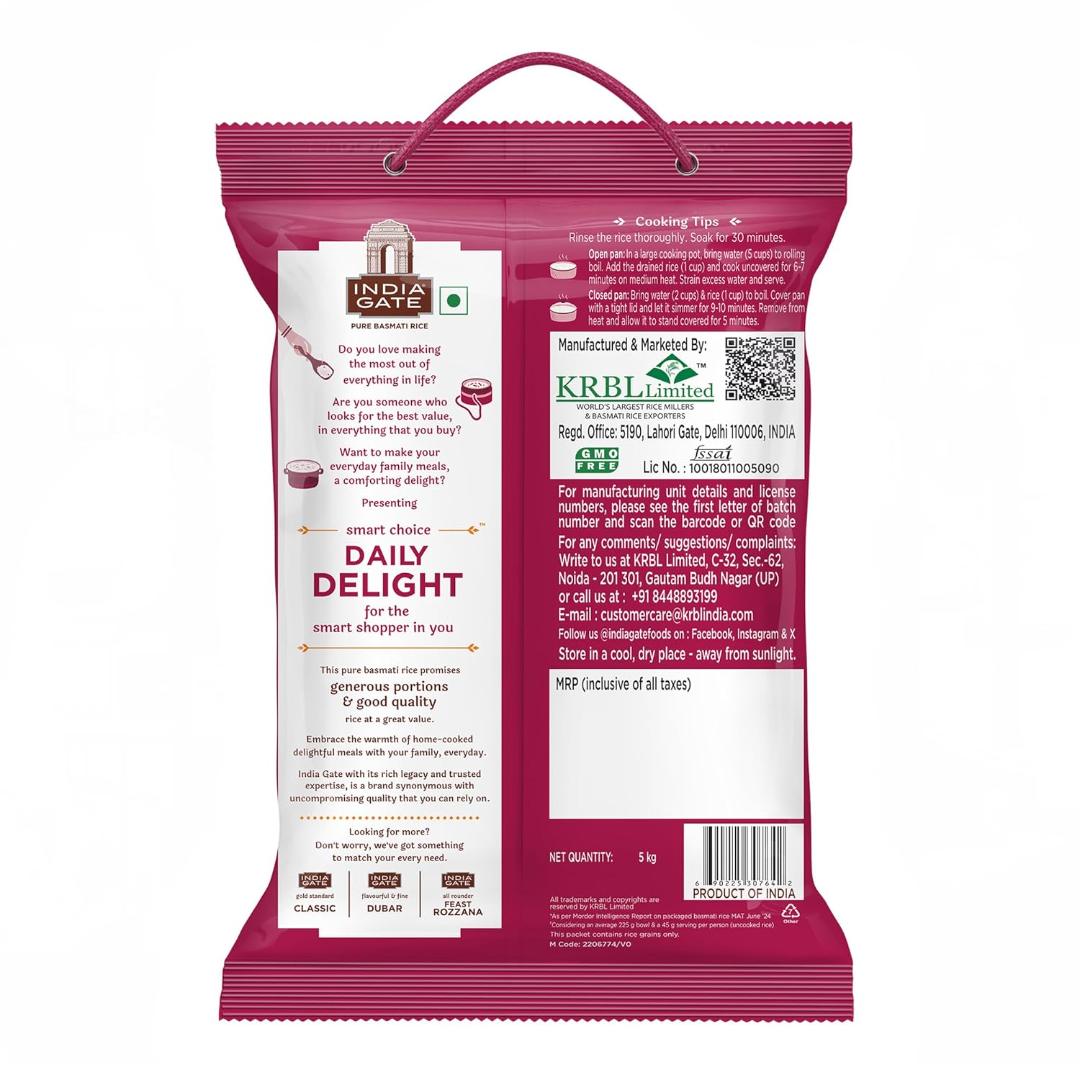 India Gate Daily Delight Pure Basmati Rice (Broken) (Short Grain) 5kg