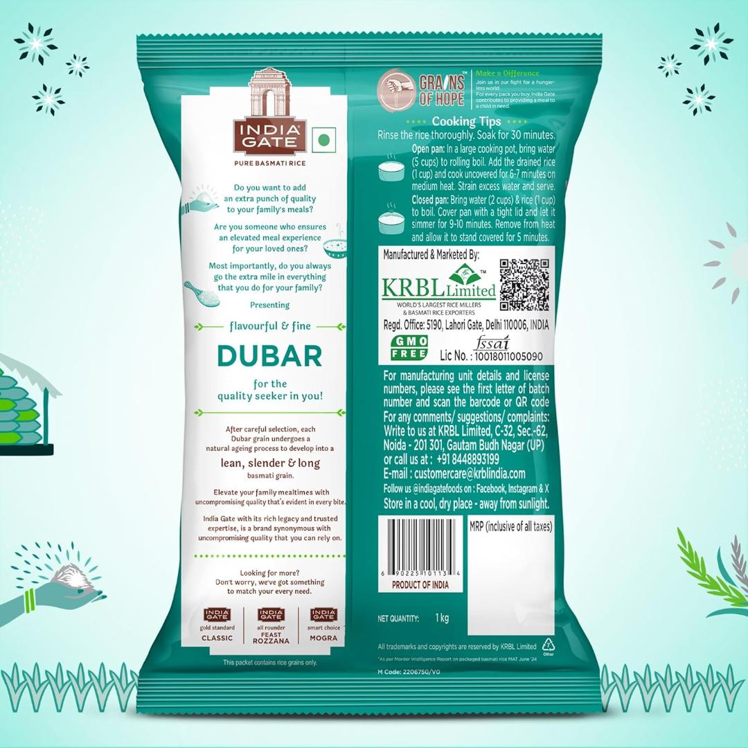India Gate Dubar Basmati Rice (Long Grain) 1kg