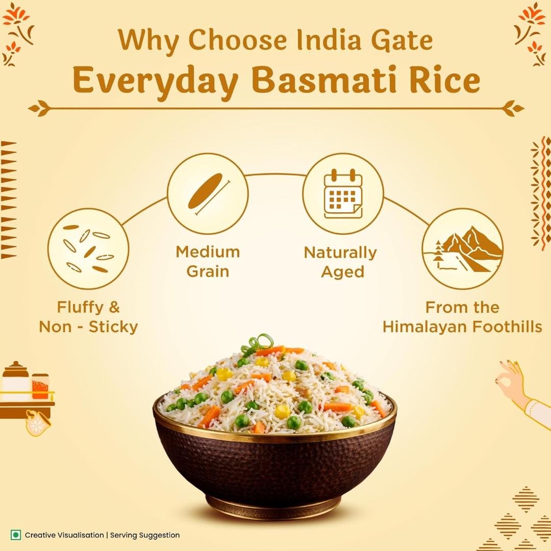 India Gate Everyday Basmati Rice (Medium Grain) 5kg
