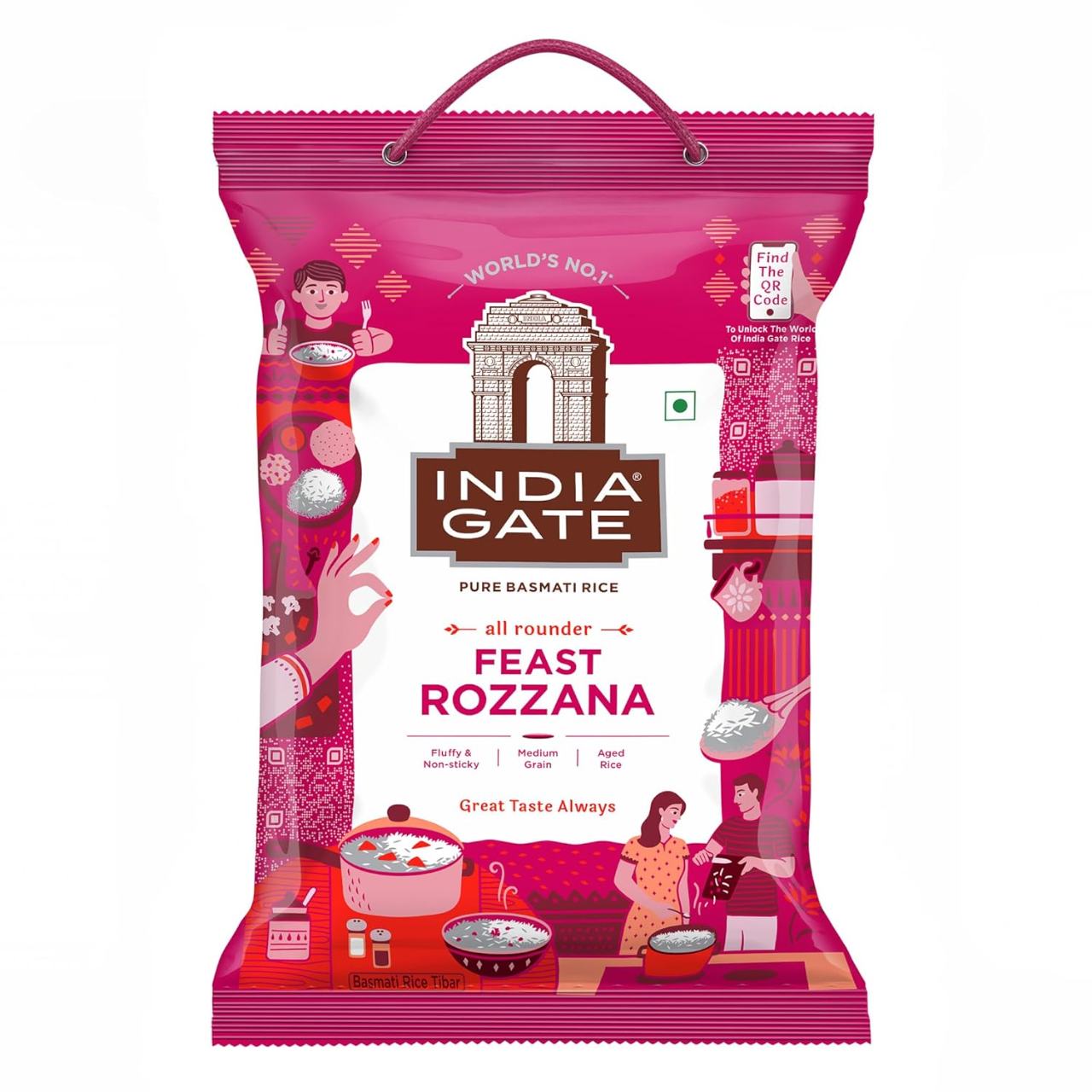 India Gate Feast Rozana Basmati Rice (Medium Grain) 5kg