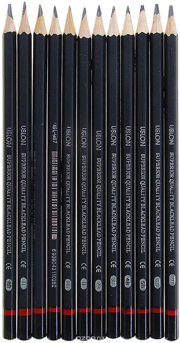 INOVERA (LABEL) 12 Set Professional Drawing Art Sketch Graphite Pencils, 2H, H, F, Hb, B, 2B, 3B, 4B, 5B, 6B, 7B, 8B, Black (Pack Of 1 (12 Pencils))