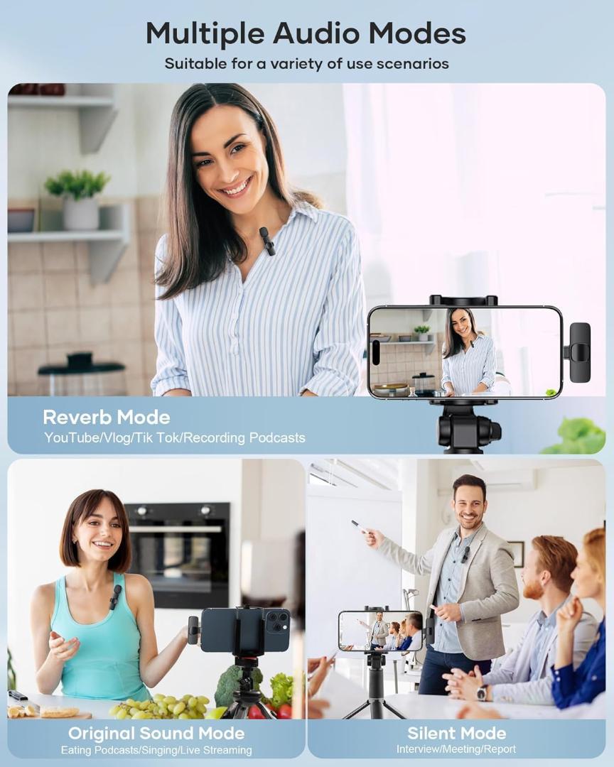 Intelligent Noise Cancelling Live Streaming Clip on Microphone for Type-C & for iPhone