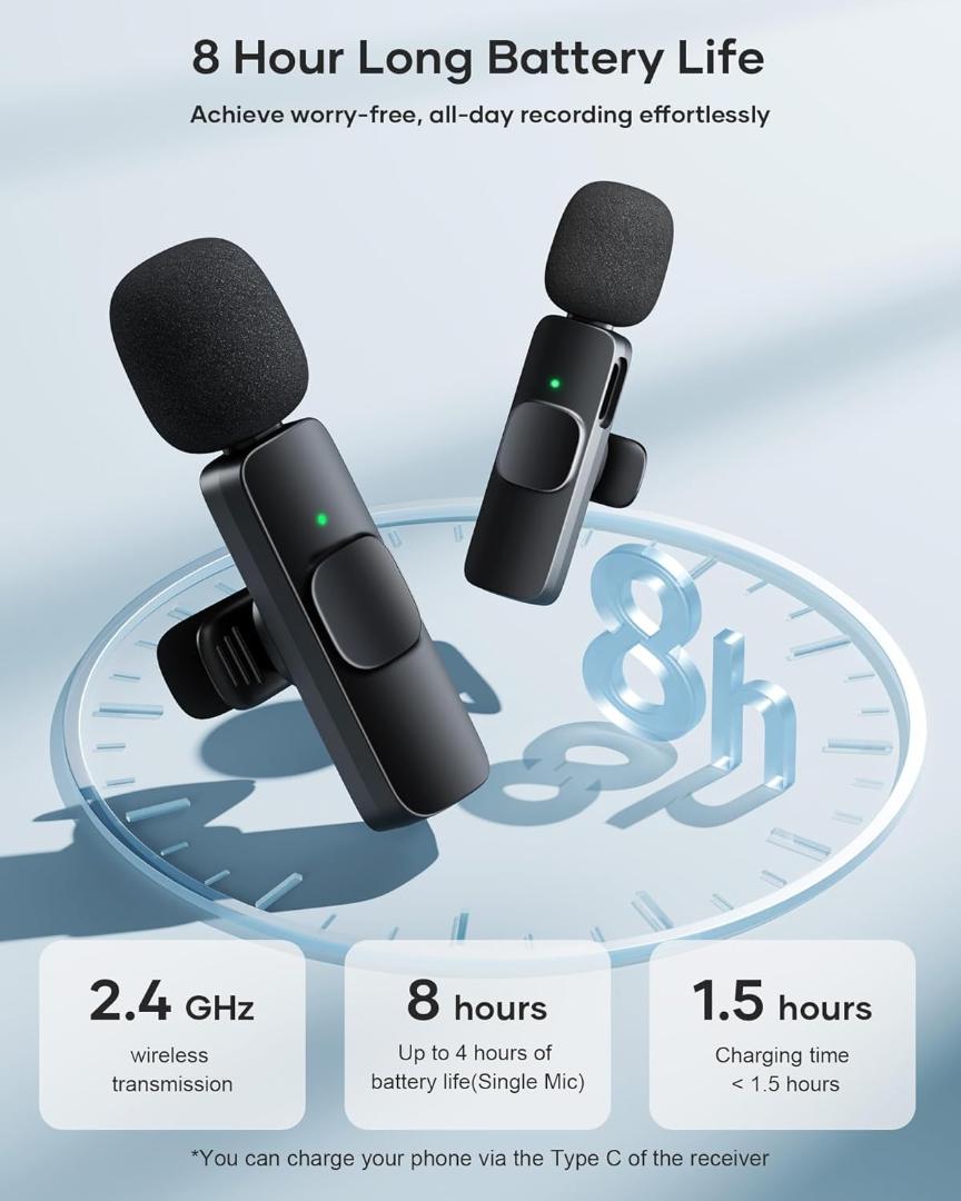 Intelligent Noise Cancelling Live Streaming Clip on Microphone for Type-C & for iPhone