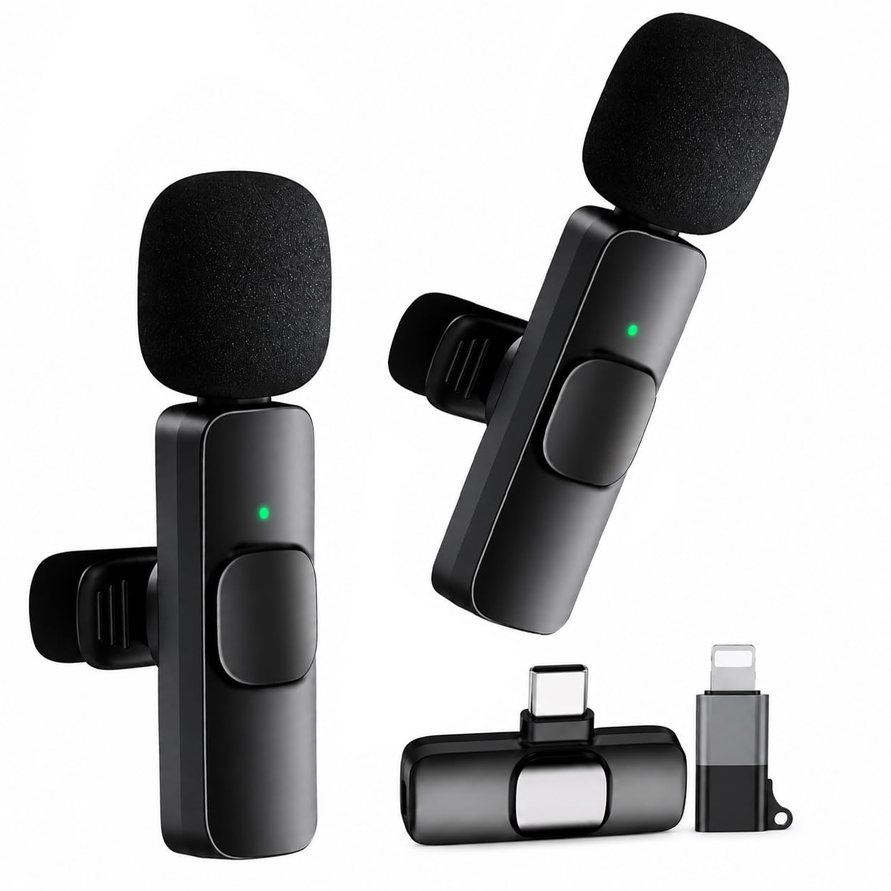 Intelligent Noise Cancelling Live Streaming Clip on Microphone for Type-C & for iPhone
