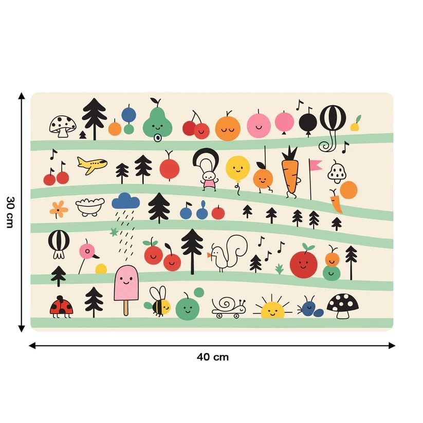 Kids' Cartoon Printed Placemats (Set of 4) - 40x30 cm, Easy Clean by DeoDap