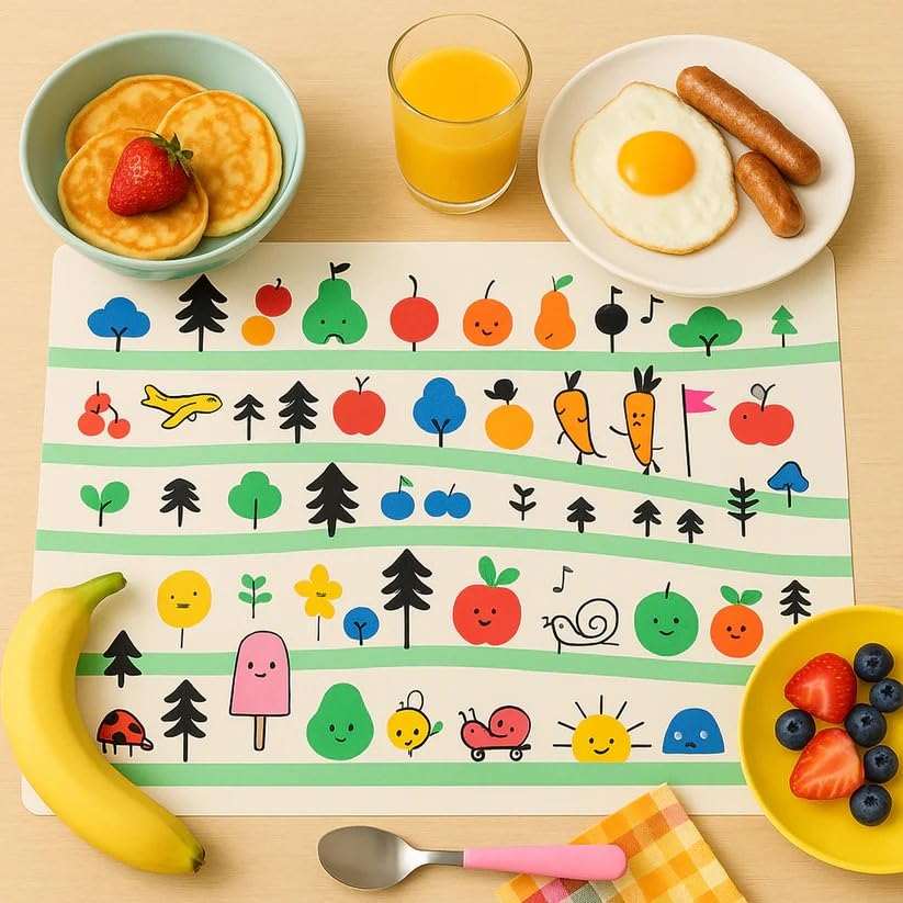 Kids' Cartoon Printed Placemats (Set of 4) - 40x30 cm, Easy Clean by DeoDap
