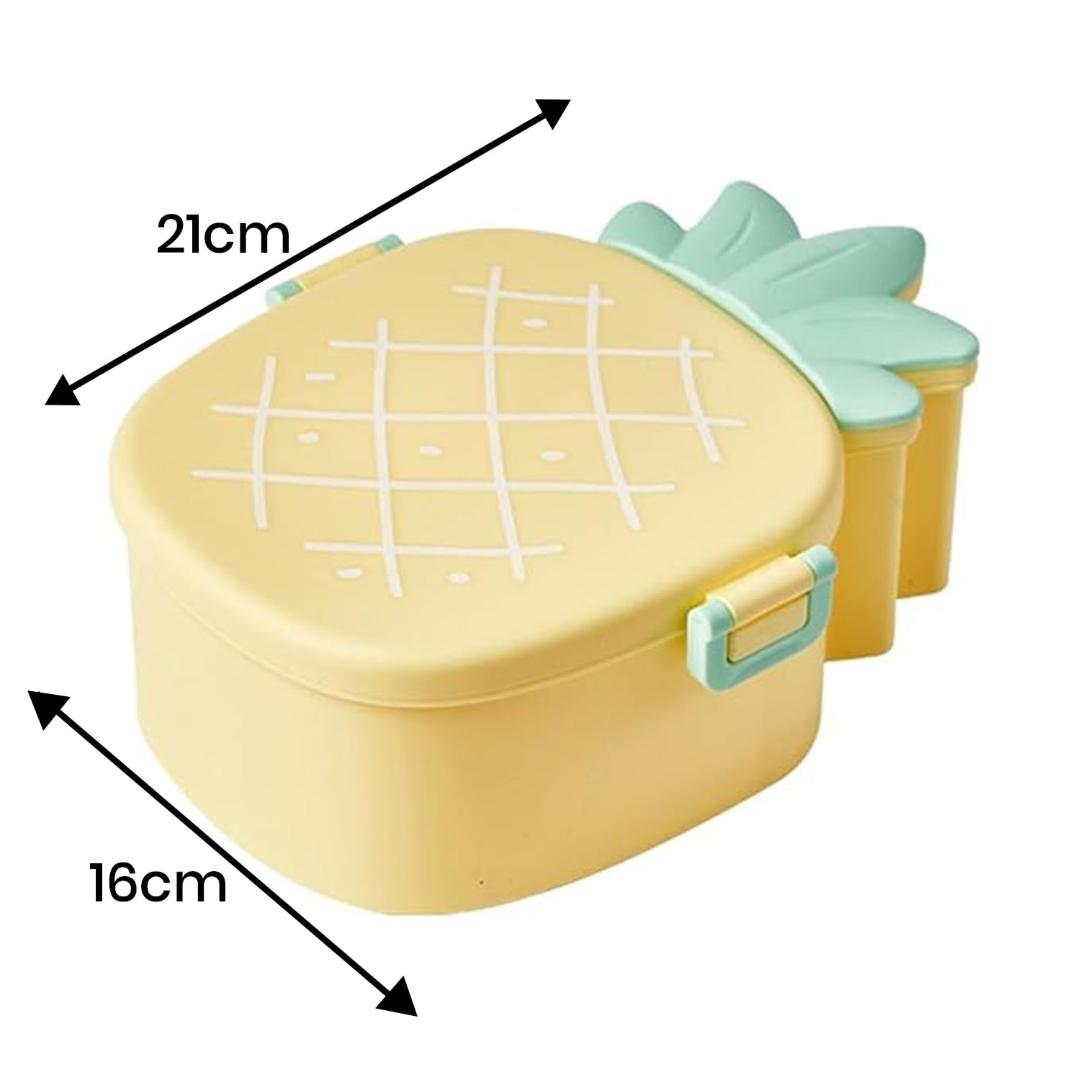 Kids Pineapple Bento Lunch Box with Fork & Spoon - Portable & Eco-friendly