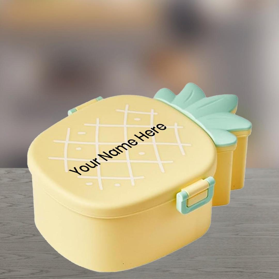 Kids Pineapple Bento Lunch Box with Fork & Spoon - Portable & Eco-friendly