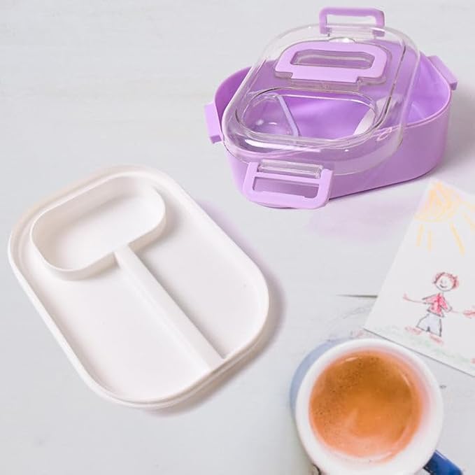 Kids Plastic Lunch Box Set with Bottle, Spoon & Small Container