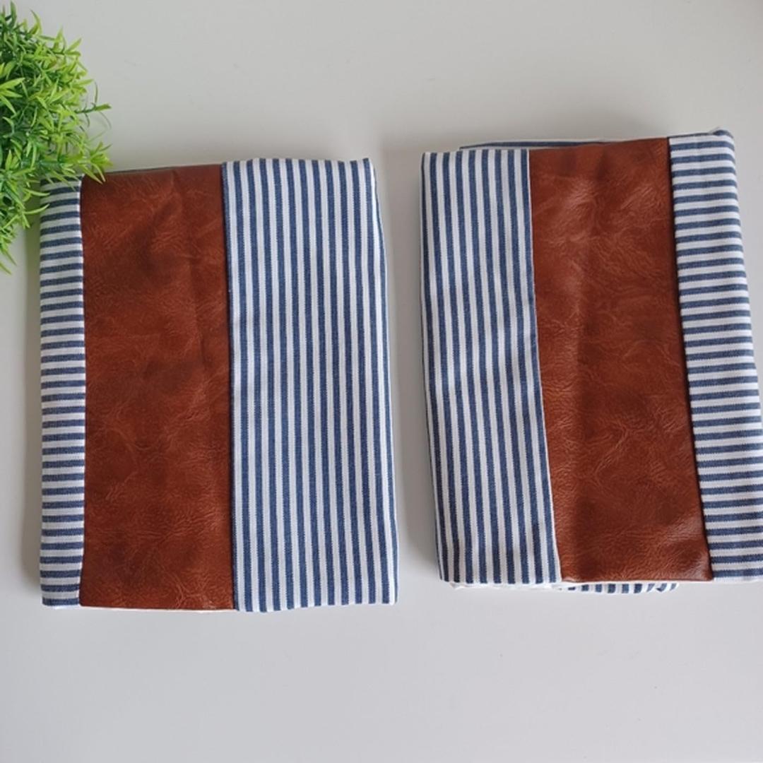 Leather & Cotton Pillow Covers - 20x20 Inch, 2 Pieces