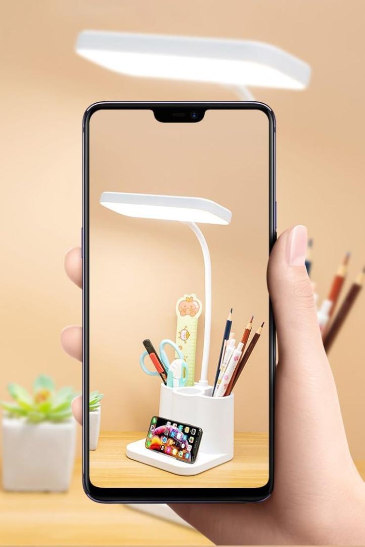 LED Study Desk Lamp with Organizer, 3 Color Modes & Adjustable Arm