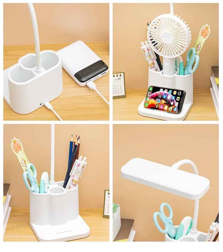 LED Study Desk Lamp with Organizer, 3 Color Modes & Adjustable Arm