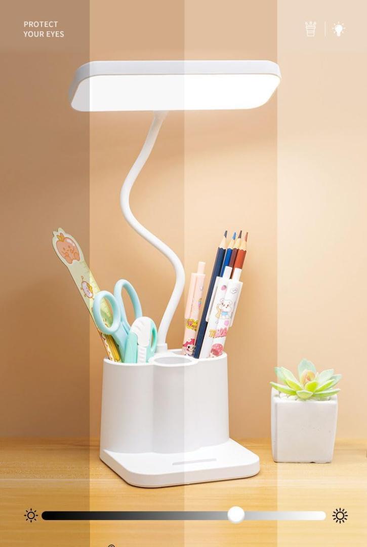 LED Study Desk Lamp with Organizer, 3 Color Modes & Adjustable Arm
