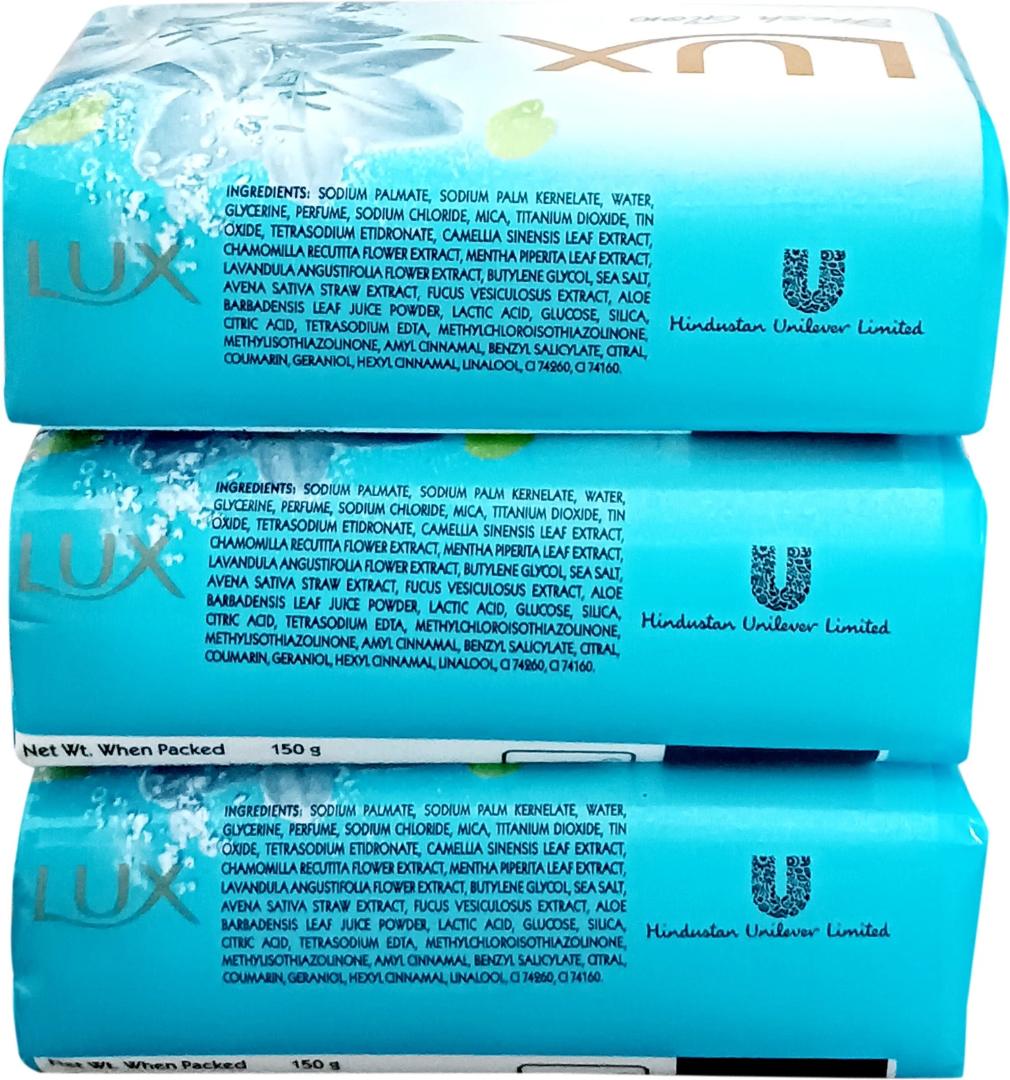 Lux Fresh Glow Plus Soap - Lotus Vitamin C + Mint (Pack of 3 x 150 gm)
