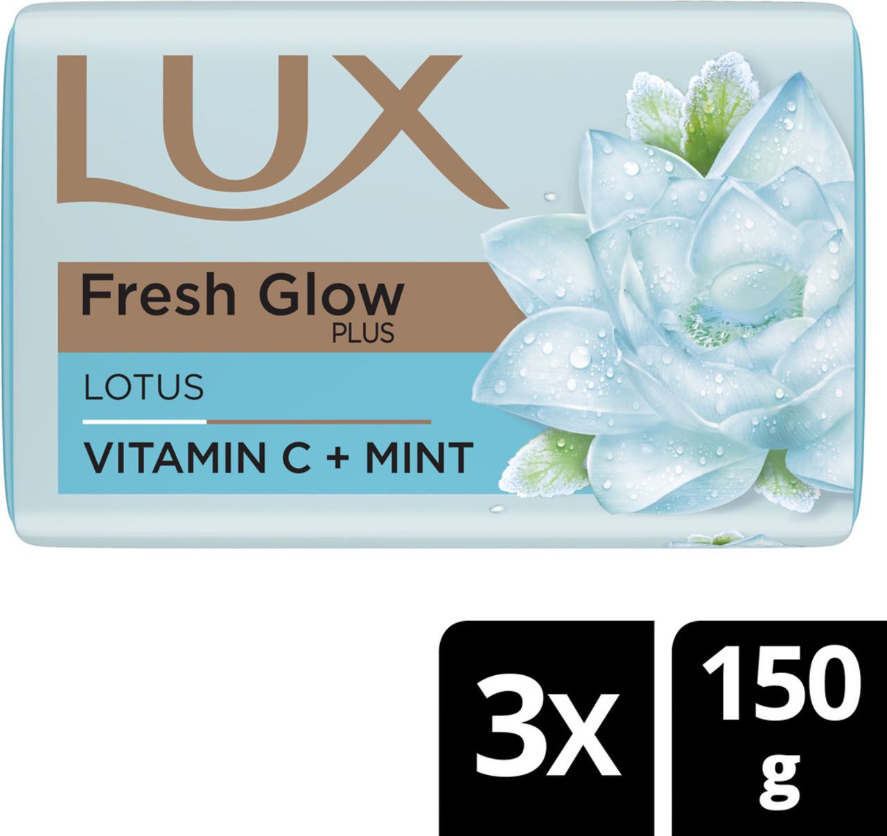 Lux Fresh Glow Plus Soap - Lotus Vitamin C + Mint (Pack of 3 x 150 gm)
