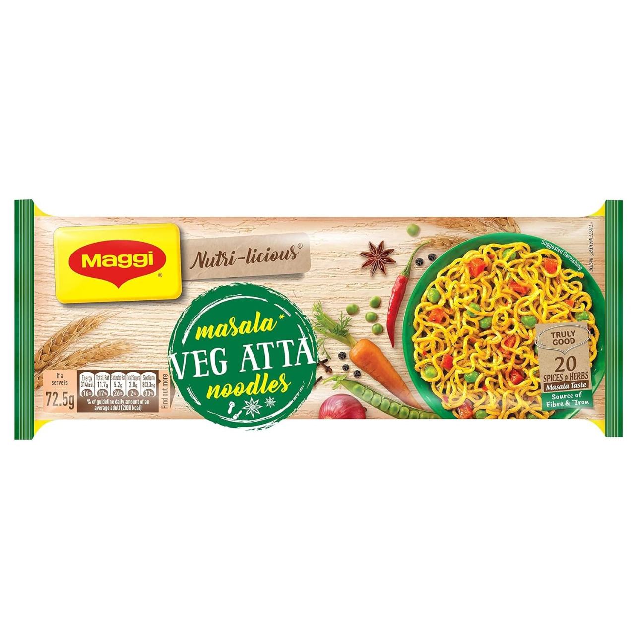 Maggi Nutrilicious Veg Atta Noodles Made with Only Atta Flour 290g