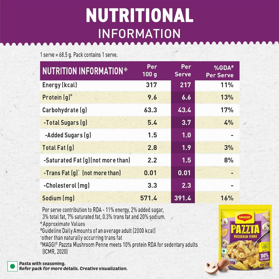 Maggi Pazzta Mushroom Penne Instant Pasta 68.5g