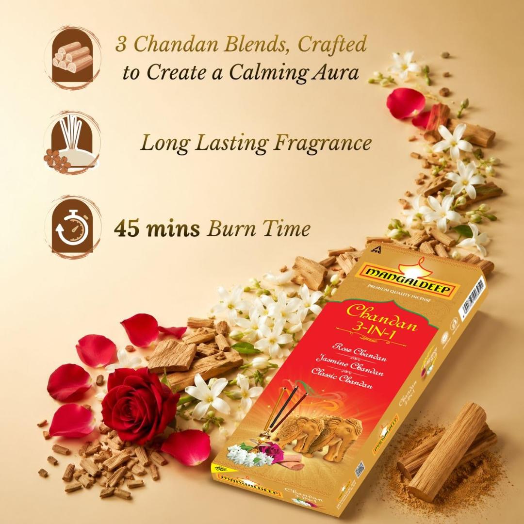 Mangaldeep Chandan 3in1 Incense Sticks / Agarbatti