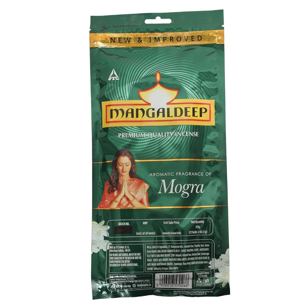 Mangaldeep Mogra Ziplock Agarbatti (21 cm, 125 gm, Black)