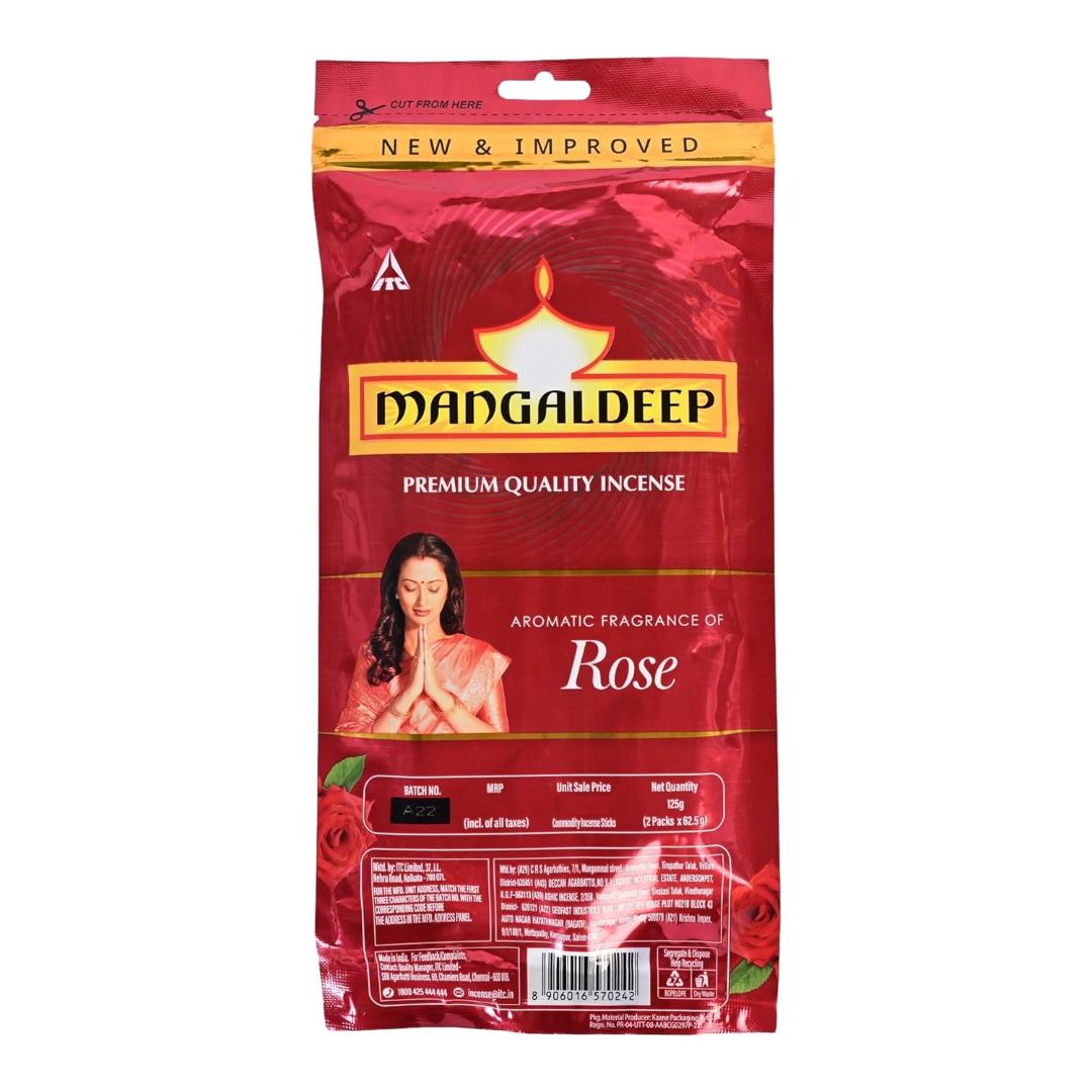 Mangaldeep Rose Pooja Agarbatti : 125 g (62.5g*2packs inside)=125gm