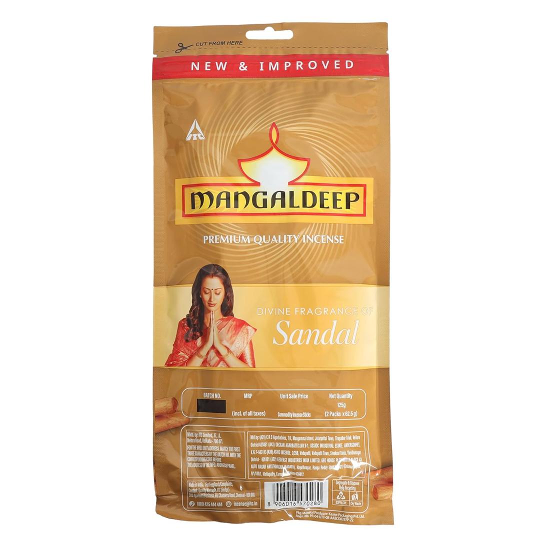 Mangaldeep Sandal Puja Agarbatti (21 cm, 125 gm, Black)