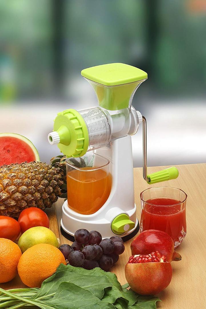 Manual Fruit & Vegetable Juicer with Suction Base - White & Green