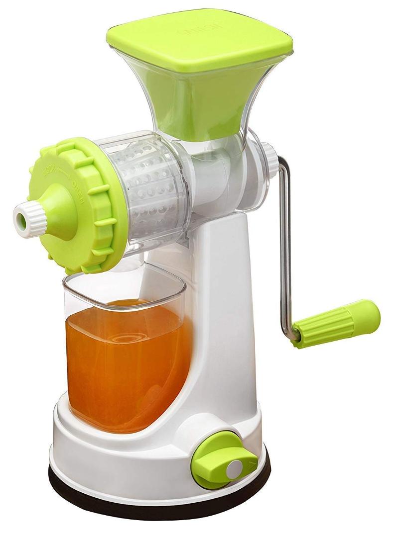 Manual Fruit & Vegetable Juicer with Suction Base - White & Green