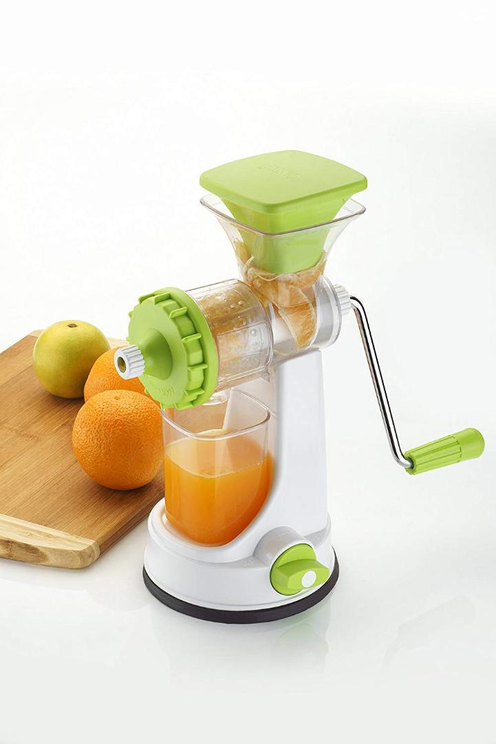 Manual Fruit & Vegetable Juicer with Suction Base - White & Green