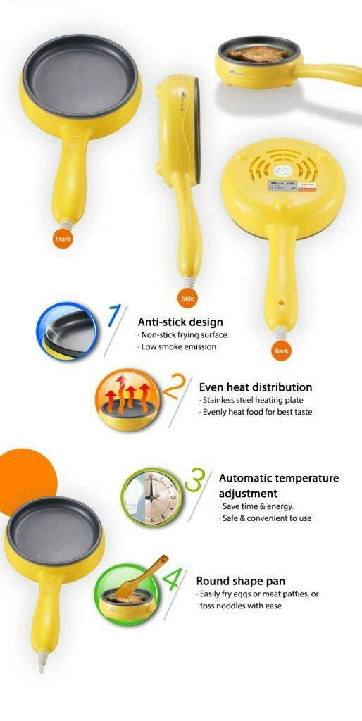 Mini Electric Frying Pan - Compact Non-Stick Cooking Pan with Handle (350W)