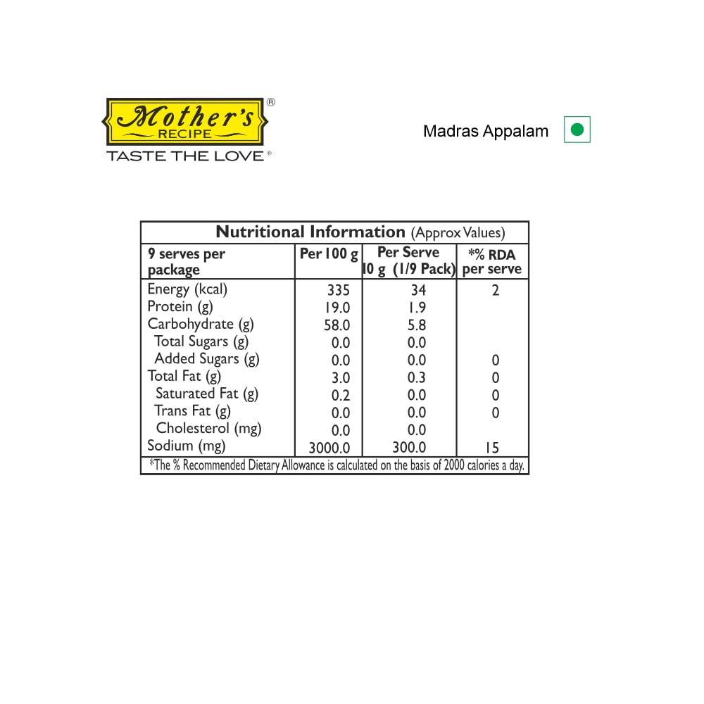 Mother's Recipe Appalam Papad,100g