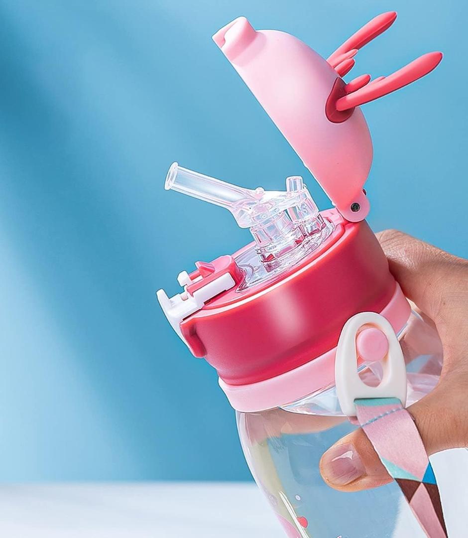 Motivational Water Bottle with Straw & Time Marker - 24cm BPA-Free
