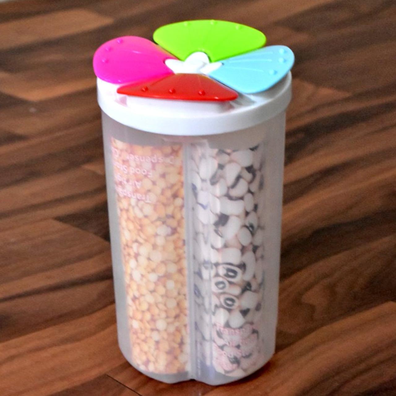 Multi-Compartment Food Storage Container with Colorful Lid - 4 Section Design (20cm Height, 11.5cm Width)