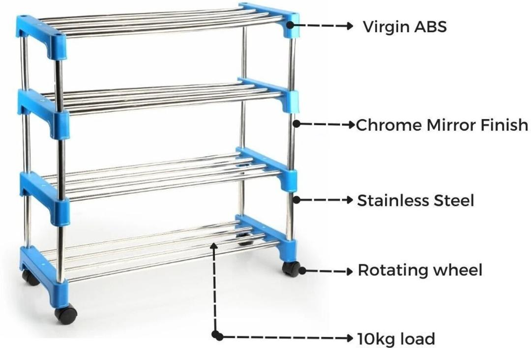 Multipurpose 4-Layer Stainless Steel Shoe Rack Organizer