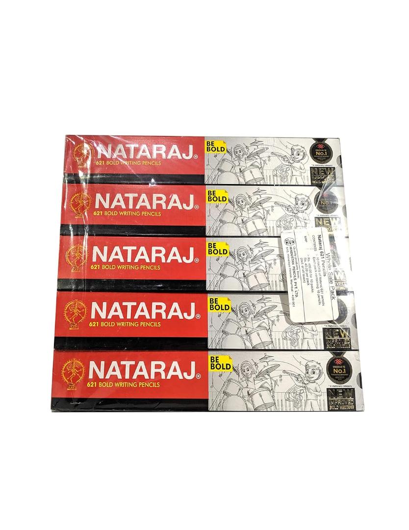 Nataraj 621 Writing Pencil Pack Of - 5 (50 Pencils), Ink black